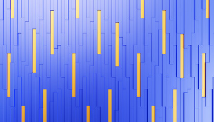 Abstract blue color background with yellow accents. 3d render