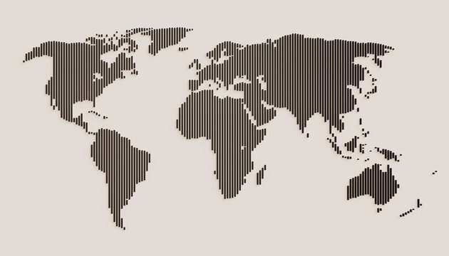 World map on a white background. 3d rendering