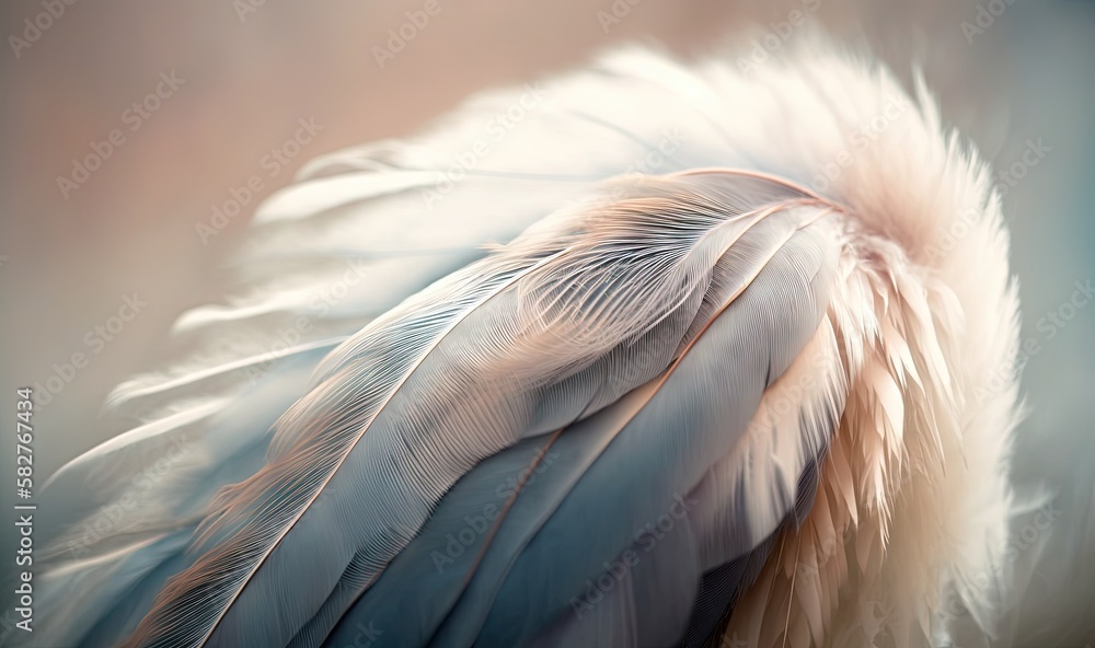 Poster a close up of a feather on a blurry background with a blurry effect to the feathers and the back of 