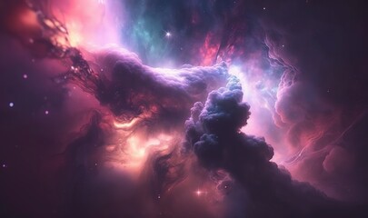 Obraz na płótnie Canvas a very colorful space filled with clouds and a lot of stars in the sky with a purple and blue color scheme and a black background. generative ai