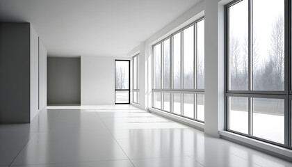 Fototapeta premium White bright interior loft, illustration ai generative