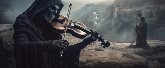 Death playing the violin. Gen AI
