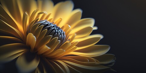 a close up of a yellow flower on a black background, generative AI