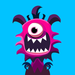 Vector illustration cute and fantastic monster wall art