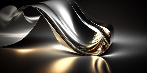 a gold and silver object on a black background, generative AI