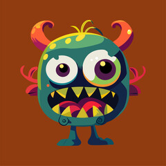 Vector illustration cute and fantastic monster wall art