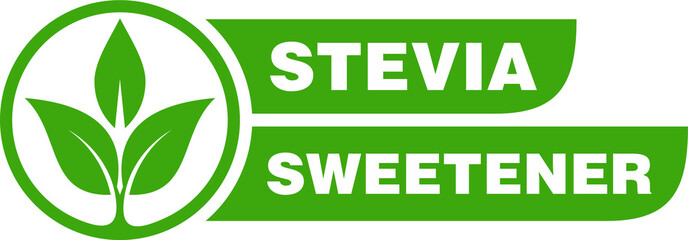 Stevia sweetener natural product label logo design, stevia sweet label stamp - obrazy, fototapety, plakaty