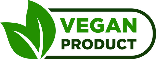 Vegan product label, vegan products labeling stamp with non-meat composition - isolated vector emblem