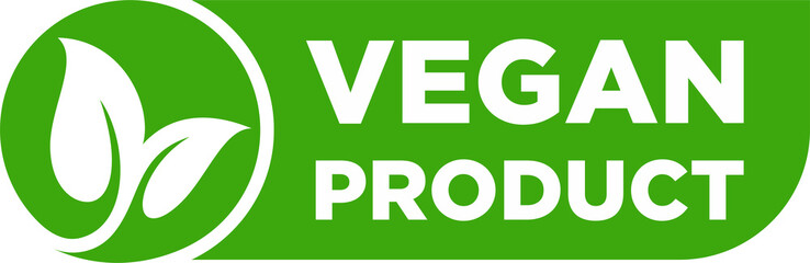Vegan product label, vegan products labeling stamp with non-meat composition - isolated vector emblem