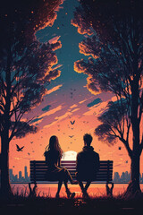 couple sitting on bench