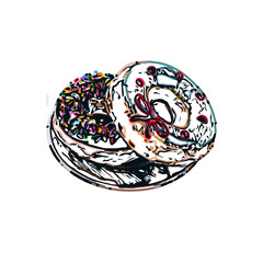 Fototapeta premium Color sketch of a donut with transparent background