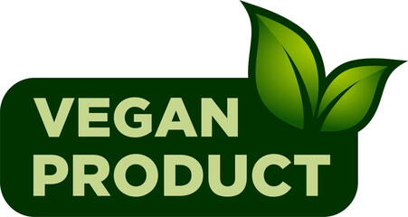 Fototapeta premium Vegan product label, vegan products labeling stamp with non-meat composition - isolated vector emblem