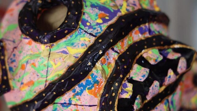 View of a colorful mask.