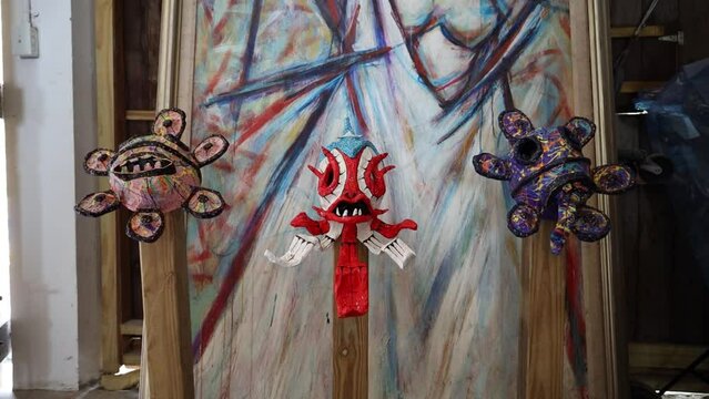 View of a colorful mask.