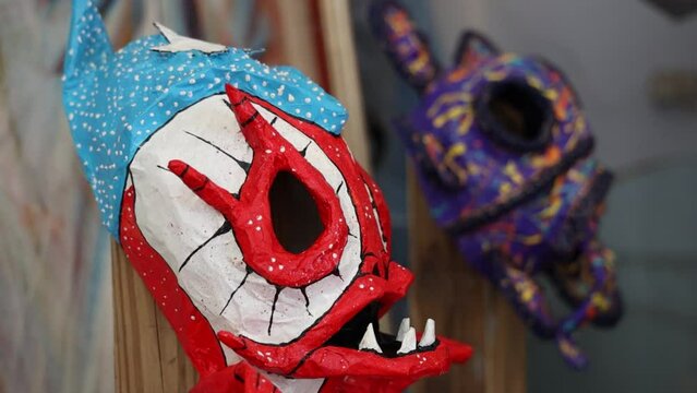 View of a colorful mask.