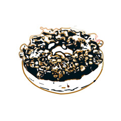 Color sketch of a donut with transparent background