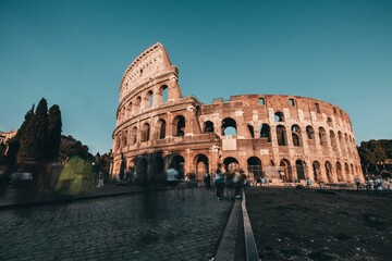 Fototapeta na wymiar Beautiful view of the splendid and magnificent Coliseum in Rome, Italy