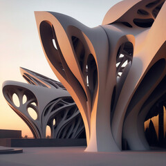 abstract 3d render house in the city