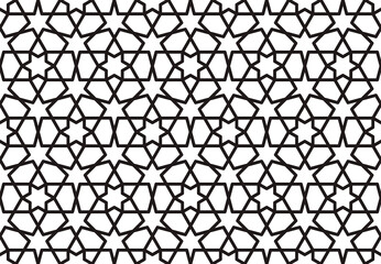 Fototapeta premium PNG seamless islamic pattern. Transparent Background illustration. Seamless girih pattern. Traditional Islamic Design. Mosque decoration element. Seamless geometric pattern. Ornamental pattern.