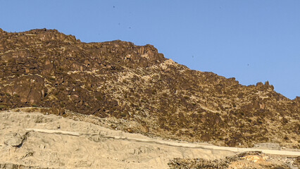Fototapeta na wymiar Nature of Hejaz Mountains close Kaaba in Makkah Province of Saudi Arabia