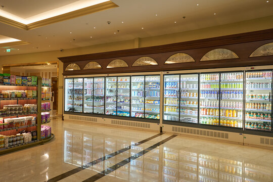 DOHA, QATAR - CIRCA MARCH, 2023: interior shot of SNAN Food Hall in Doha.