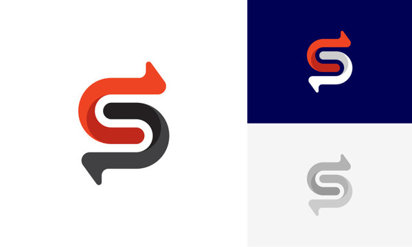 letter S or CS arrow logo design vector