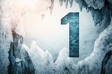 Number 1 Ice and Snow Style - Number 1 Wallpaper Series - Number 1 Ice and Snow Backdrop created with Generative AI technology