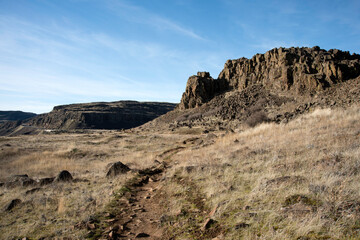 Hiking Trail at Horsethief Butte, in the Eastern Columbia Gorge, Washington, Taken in Winter