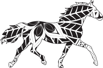 Horse Coloring Page for adult editable vector illustration