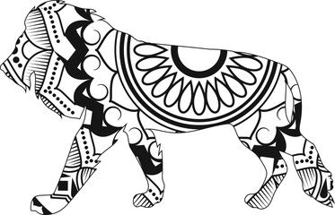 Animal mandala lion editable vector illustration