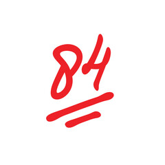 84 points exam score, eighty four test results illustration - Vector