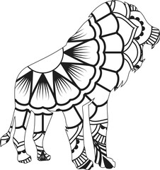 Mandala animal lion coloring page for adults, Lion vector designs, lion logo designs, floral background with editable vector illustration