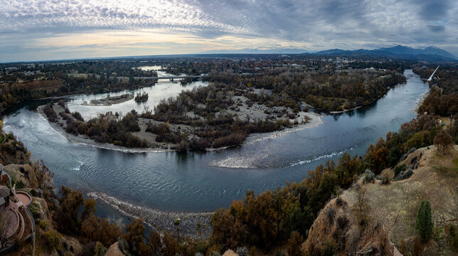 Sacromento river and Sundial Bridge panoramic