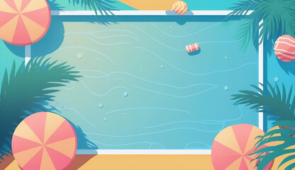Fototapeta na wymiar summer vacation on the tropical beach illustrator design banner