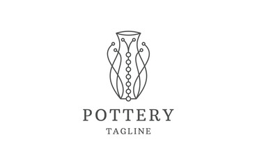 Pottery line logo icon design template flat vector