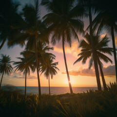 sunset on a caribbean beach, Generated ai