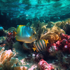 Fototapeta na wymiar underwater life on a coral reef in the caribbean generated ai