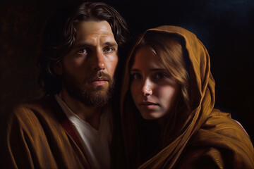 Saint Joseph and Virgin Mary - Ai generative