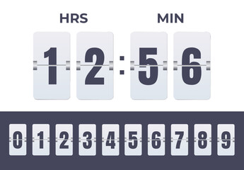 Countdown number counter time timer score isolated set. Vector flat graphic design element concept