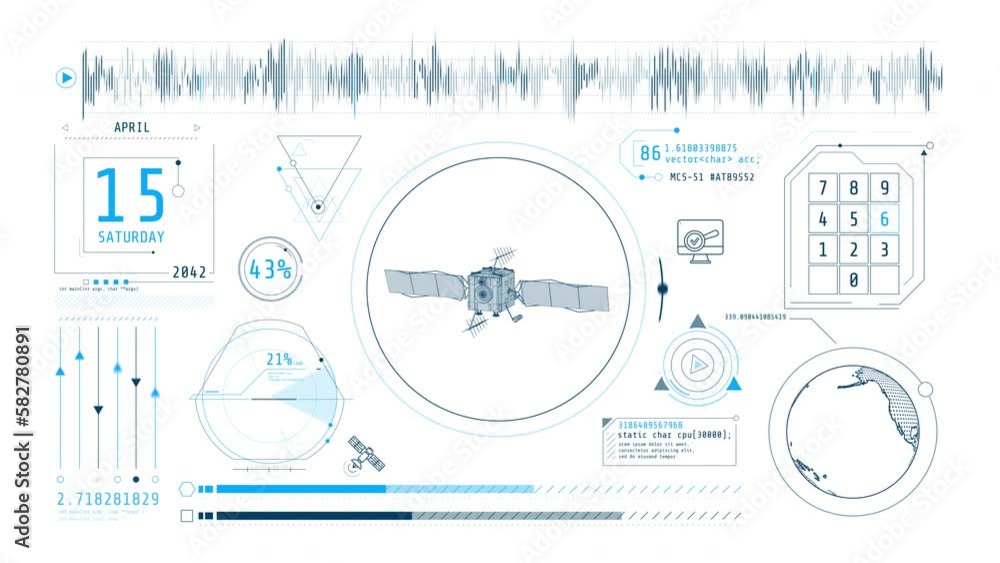 Poster dynamic animation on the theme of receiving satellite data.