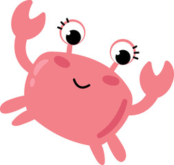 Cute hand drawn pink crab.