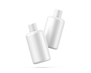 Blank cosmetic plastic bottle with screw cap mockup template for branding and promotion, 3d render illustration