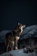 lone wolf talking to the moon in the night, Generative AI
