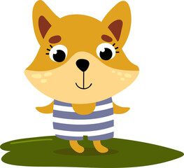 Cute hand drawn fox s on a surfboard. Summer