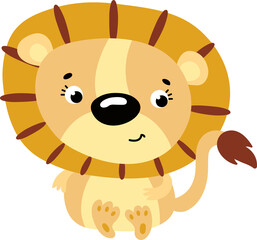 Cute hand drawn lion cub. Summer
