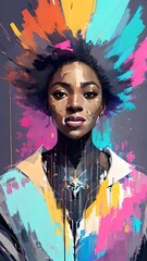 Painted portrait of a black woman, generative AI