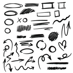 doodles pencil strokes arrows set