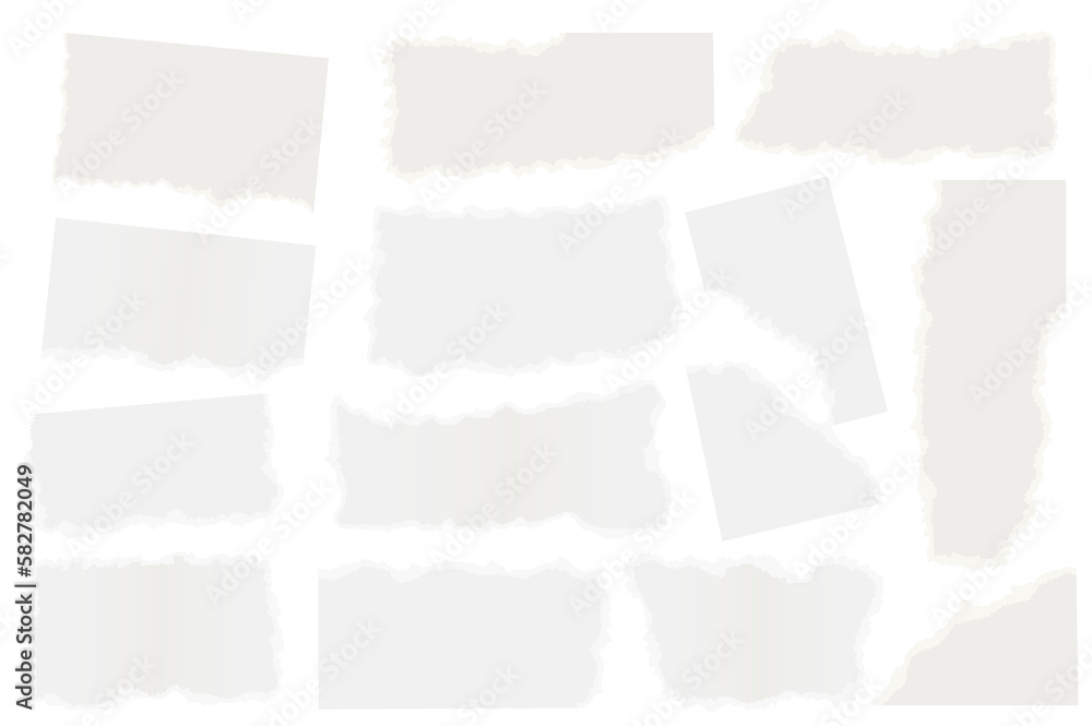 Fototapete torn paper set graphic elements in flat design. bundle of different shapes of white ripped paper scr