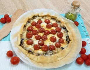 galette with cheese, eggplants and tomatoes