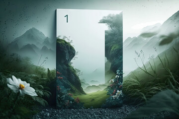 Number 1 Nature Style - Number 1 Wallpaper Series - Number 1 Nature Backdrop created with Generative AI technology